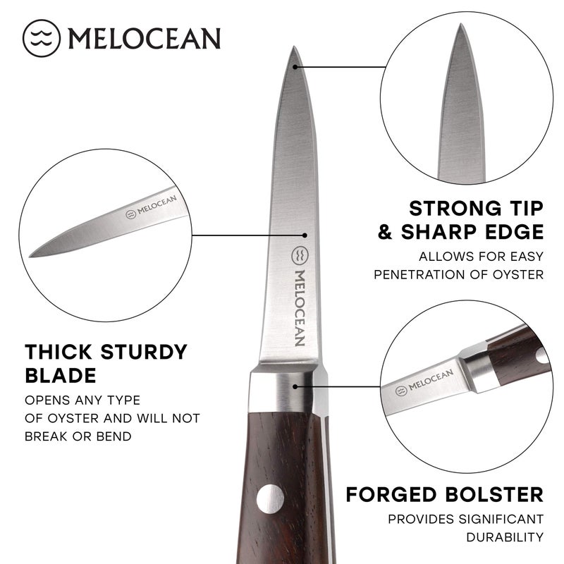 Melocean Oyster Shucking Knife and Gloves Set - Premium Oyster Knife and Shucking Gloves Kit - Professional Clam Shucker Opener Tool in Lovely Box - Bonus Ebook and Brochure Included - Image 2